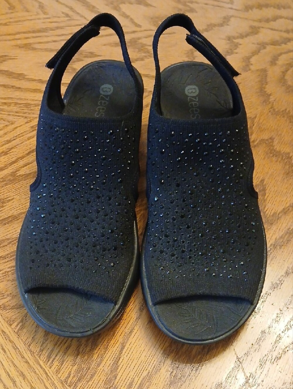 Bzees Black Slingback Sandals with Sparkle Embellishments - Picture 7 of 7